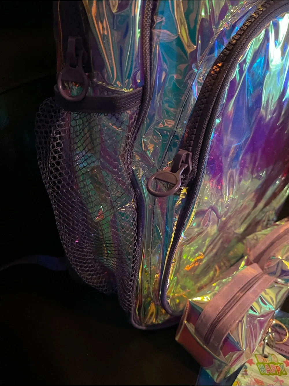 Holographic Purple Kids Backpack with Accessories